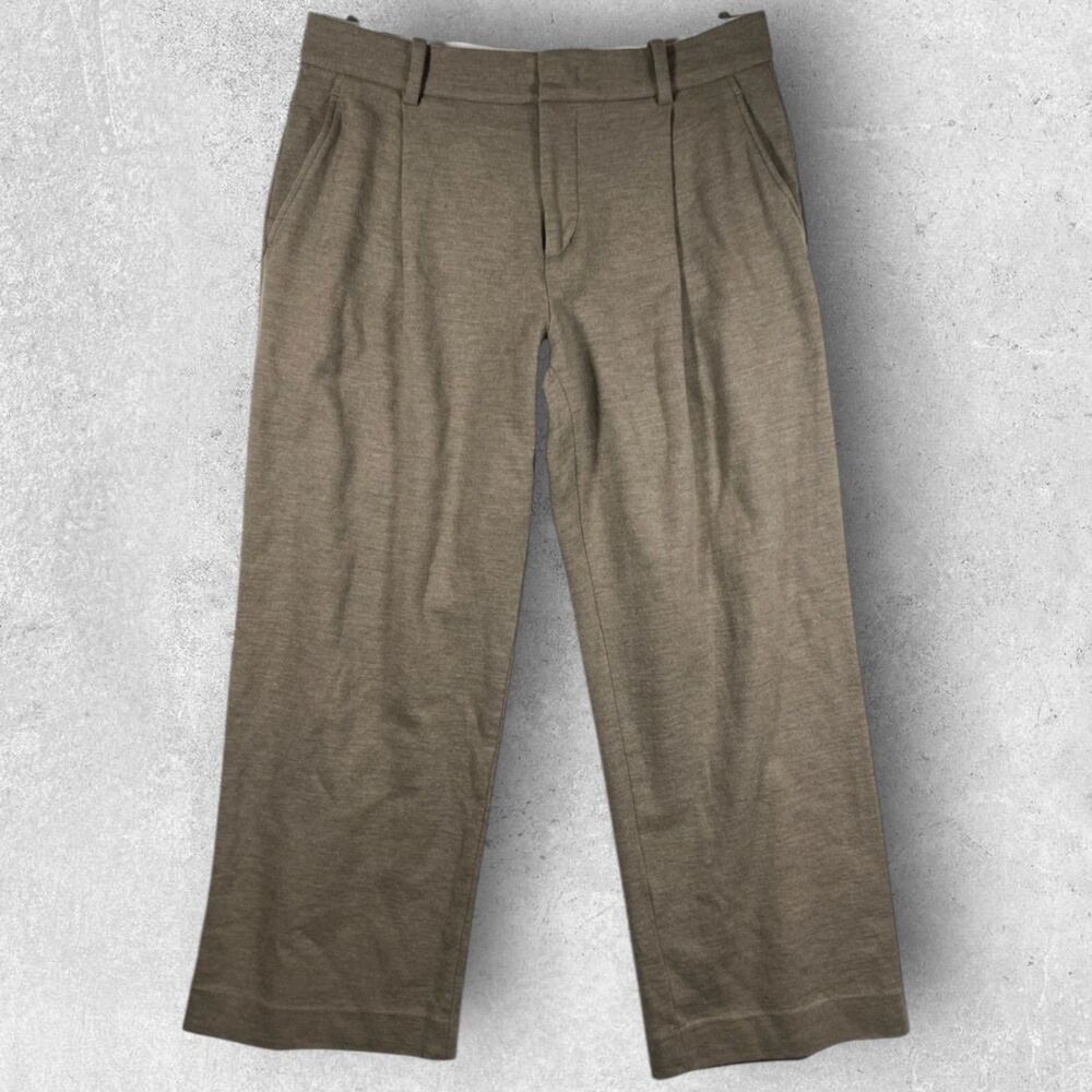 Vince Womens Wide Leg Pleated Wool Trousers Pants Size 12 High Rise Brown Tan